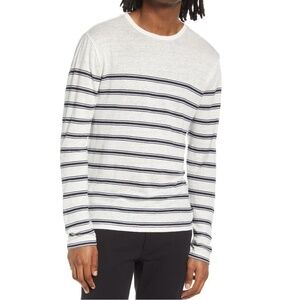 NWT Vince Linen Striped Crewneck